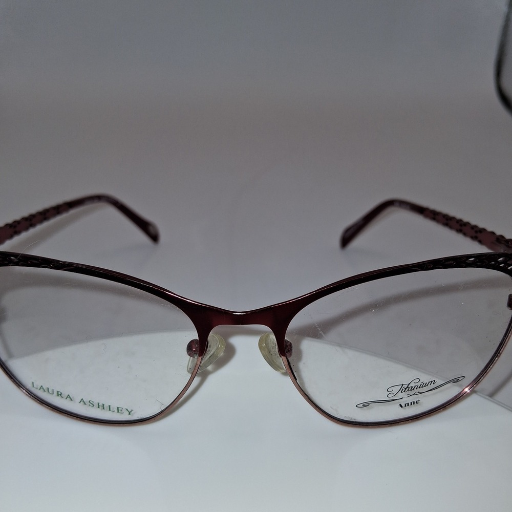 Laura Ashley Eyeglass Frames Women Wine Red Anne Titanium Cat Eye 53-17-135 008